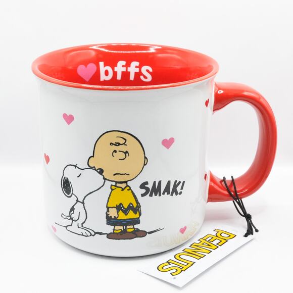 Peanuts Valentine's Day Mug, Snoopy and Charlie Brown, 20oz Ceramic Coffee Cup - Picture 1 of 10